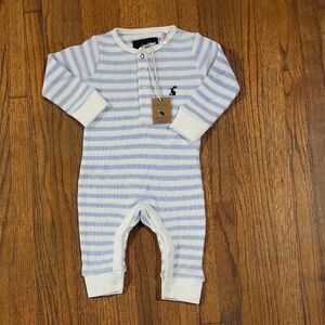 Joules Blue and White Striped Baby Footie
